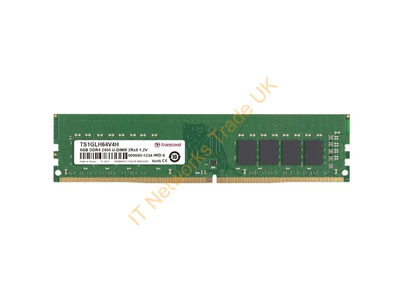 TS1GLH64V4H Transcend 8GB DDR4-2400MHz PC4-19200 ECC Unbuffered CL17 288-Pin DIMM 1.2V Dual Rank Memory Module Server Memory