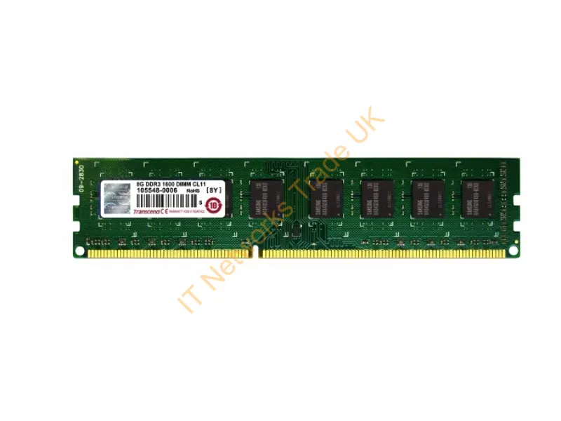 TS1GLK72V6H Transcend 8GB DDR3-1600MHz PC3-12800 ECC Unbuffered CL11 240-Pin DIMM Memory Module Server Memory