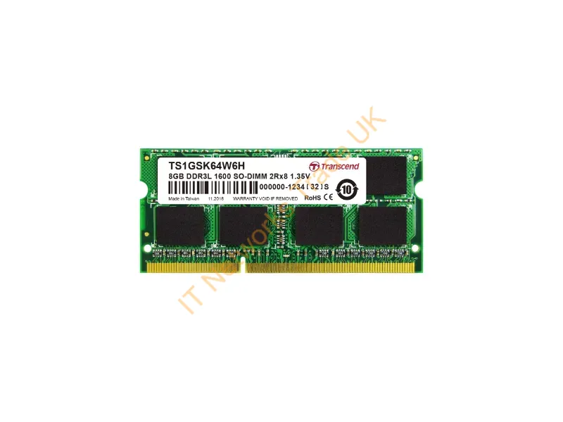 TS1GSK64W6H Transcend 8GB DDR3-1600MHz PC3-12800 non-ECC Unbuffered CL11 204-Pin SoDimm Dual Rank Memory Module Laptop Memory