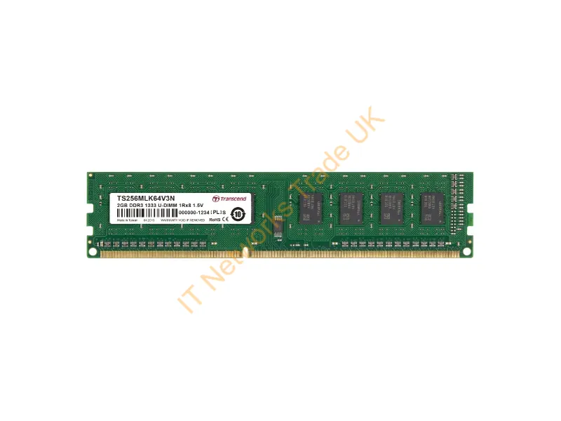 TS256MLK64V3N Transcend 2GB DDR3-1333MHz PC3-10600 non-ECC Unbuffered CL9 240-Pin DIMM Dual Rank Memory Module Desktop Memory