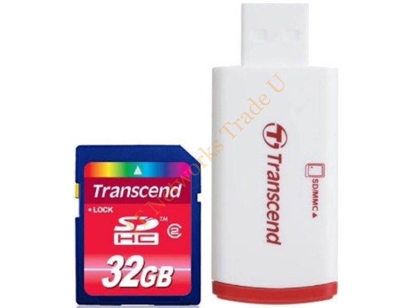 TS32GSDHC2-P2 Transcend 32GB Class 2 SDHC Flash Memory Card with P2 USB Card Reader