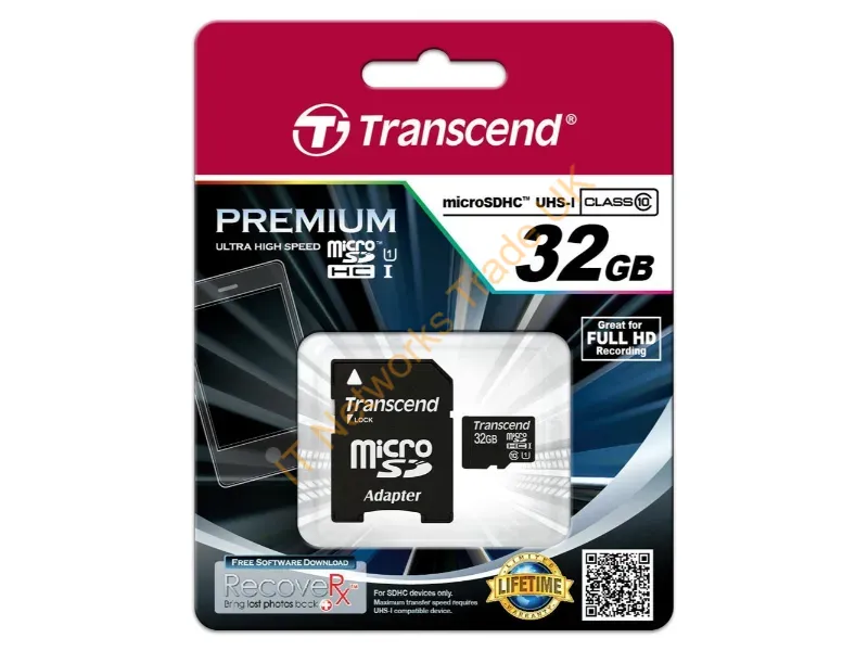 TS32GUSDU1 Transcend 32GB Class 10 microSDHC UHS-I Flash Memory Card