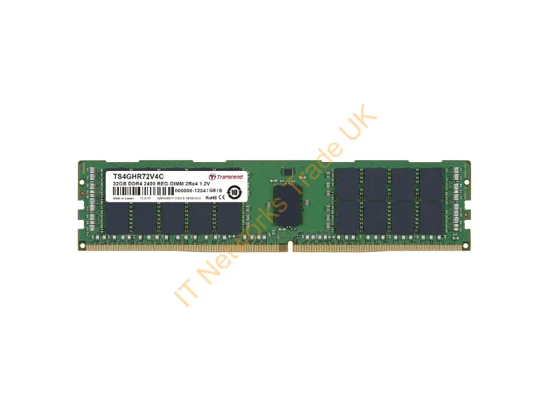 TS4GHR72V4C Transcend 32GB DDR4-2400MHz PC4-19200 ECC Registered CL17 288-Pin DIMM 1.2V Dual Rank Memory Module Server Memory