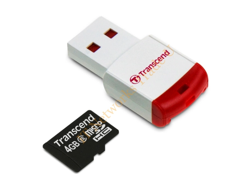 TS4GUSDHC4-P3 Transcend 4GB Class 4 microSDHC Flash Memory Card with P3 Card Reader