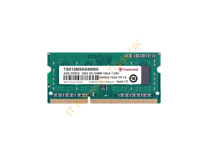 TS512MSK64W6H Transcend 4GB DDR3-1600MHz PC3-12800 non-ECC Unbuffered CL11 204-Pin SoDimm 1.35V Low Voltage Single Rank Memory Module Laptop Memory