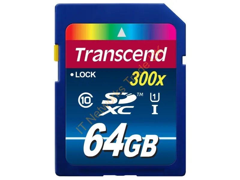 TS64GSDU1 Transcend 64GB 300X Class 10 SDXC UHS Flash Memory Card