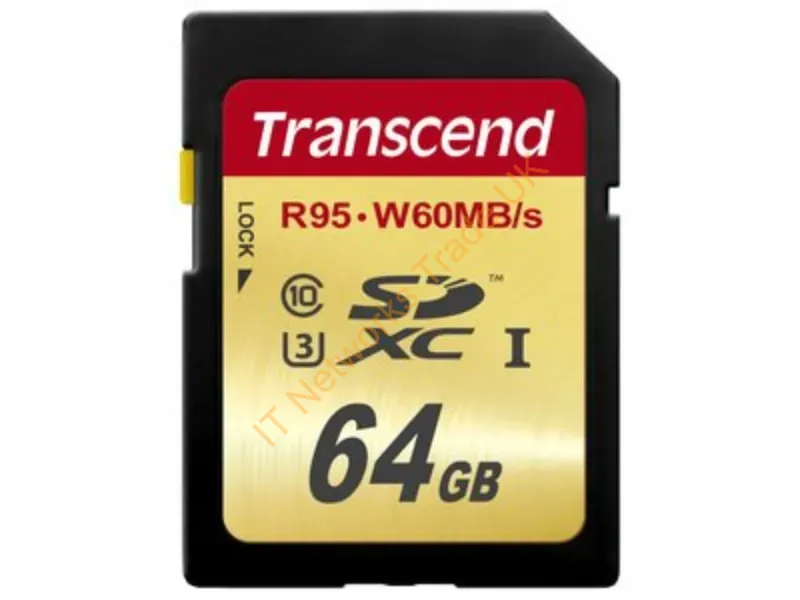 TS64GSDU3 Transcend 64GB Class 10 SDXC UHS-I Flash Memory Card