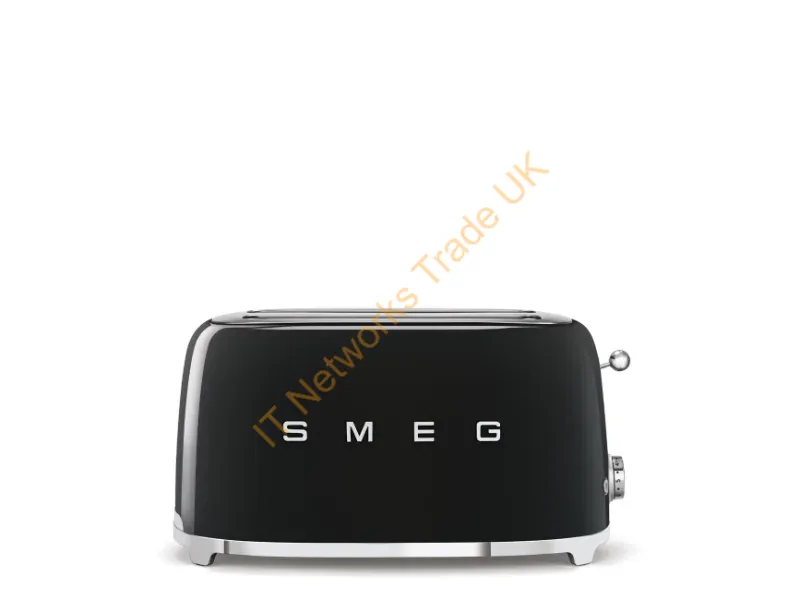 TSF02BLEU - SMEG 50's Style Toaster TSF02BLEU Black 4 slice(s) Black Stainless steel Buttons Stainless steel 1500 W