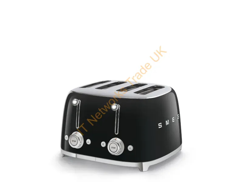TSF03BLEU - SMEG 50's Style Toaster TSF03BLEU Black 4 slice(s) Black Stainless steel Buttons 50's Style Stainless steel