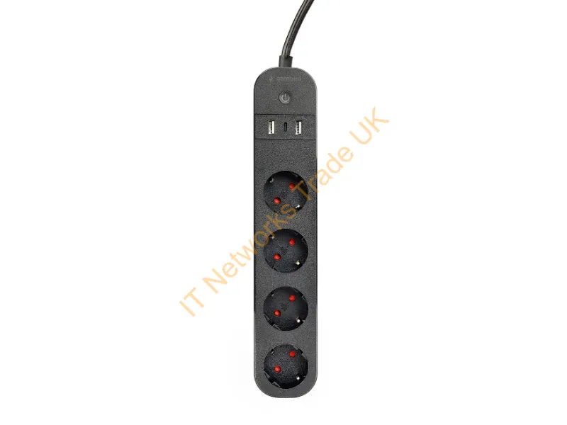 TSL-PS-S4U-01 - Gembird TSL-PS-S4U-01 Smart power strip 4 AC outlet(s) Type E 1.5 m 3 3680 W Black