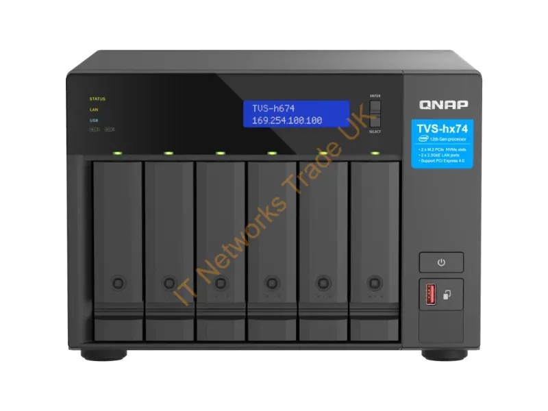TVS-H674-I5-32G-US - Qnap Tvs-H674 Nas Tower Intel Core I5 I5-12400 32 Gb Ddr4 0 Tb Quts Hero Black