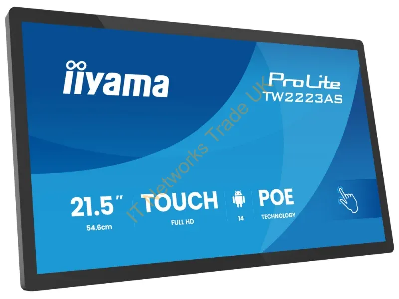 TW2223AS-B3P - iiyama TW2223AS-B3P Signage Display Interactive flat panel 54.6 cm (21.5") Wi-Fi 450 cd/m� Full HD Black Touchscreen Built-in processor Android 24/7