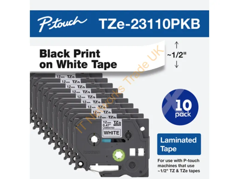 TZE23110PKB - Brother Tze23110Pkb Label-Making Tape Black On White Tz/Tze
