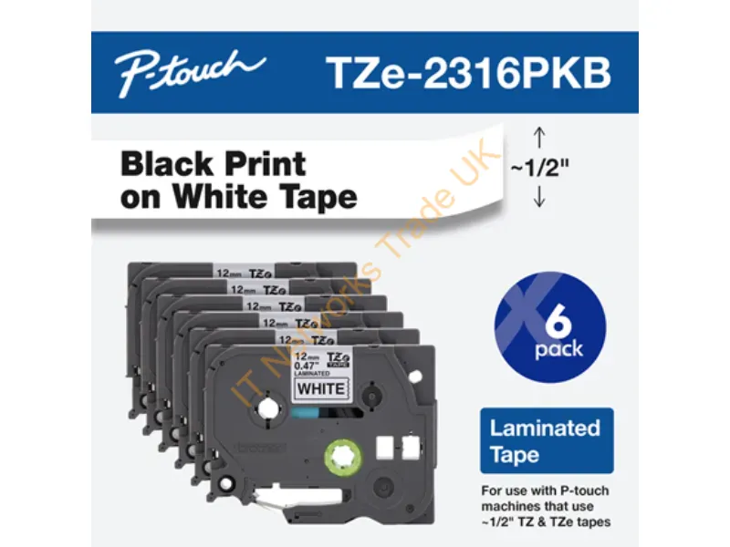TZE2316PKB - Brother Tze2316Pkb Label-Making Tape Black On White Tz/Tze