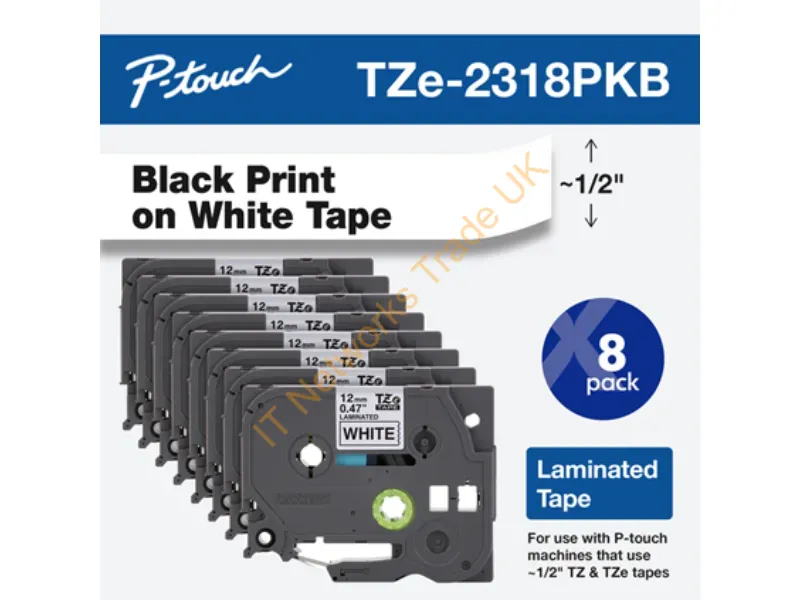TZE2318PKB - Brother Tze2318Pkb Label-Making Tape Black On White Tz/Tze