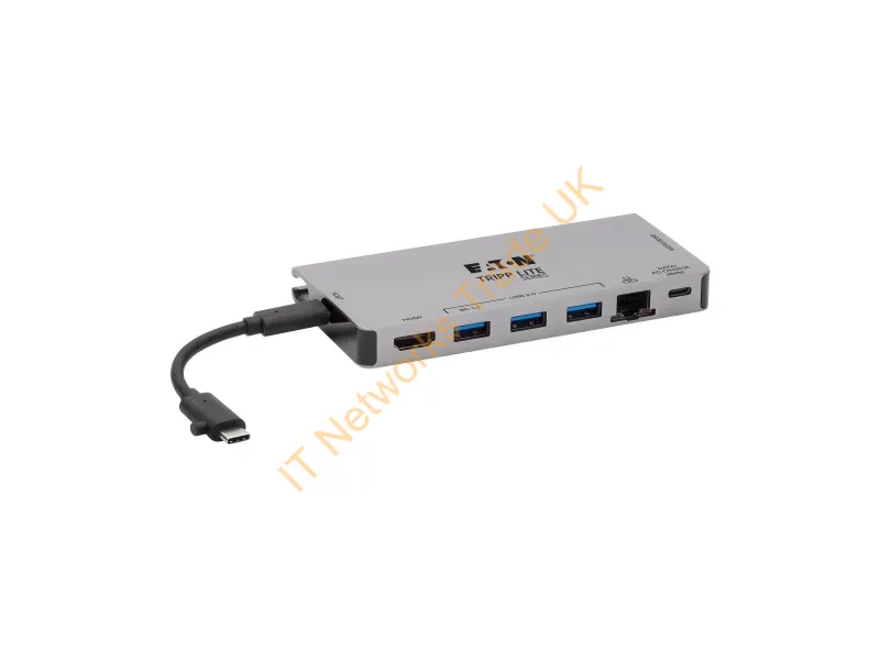 U442-DOCK5D-GY - Tripp Lite U442-DOCK5D-GY USB-C Dock 4K HDMI, USB 3.x (5Gbps), USB-A/C Hub Ports, GbE, Memory Card, 100W PD Charging, Detachable Cord