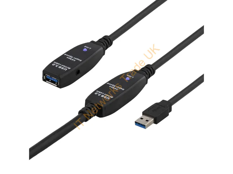 USB3-1008 - Deltaco USB3-1008 USB cable USB 3.2 Gen 1 (3.1 Gen 1) 15 m USB A Black