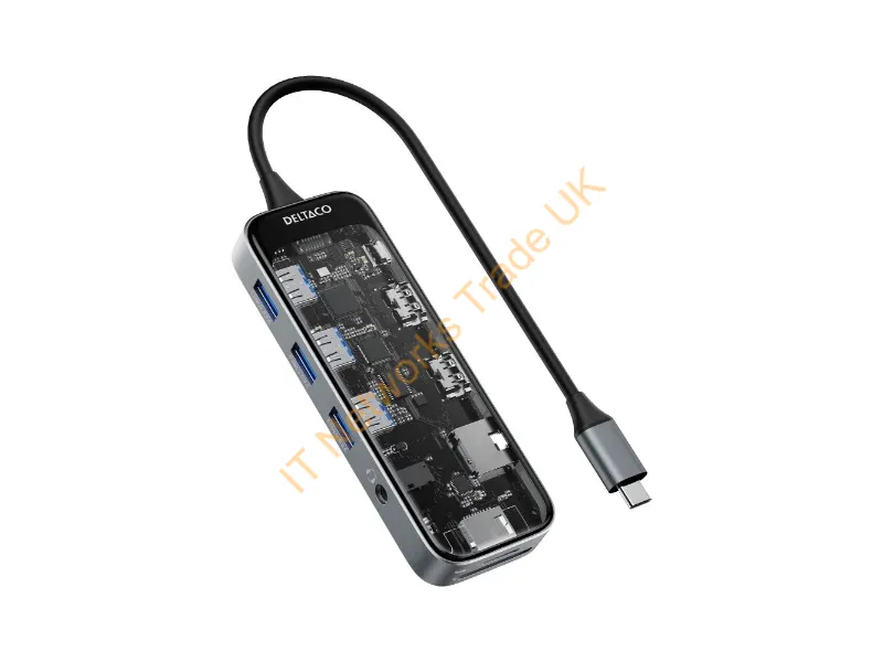 USBC-HDMI30 - Deltaco USBC-HDMI30 laptop dock/port replicator USB Type-C Transparent