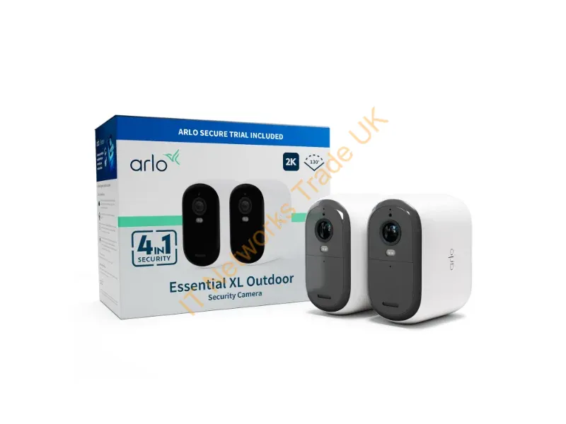 VMC3252-100EUS - Arlo Essential 2K XL Outdoor Security Camera, 2-pack