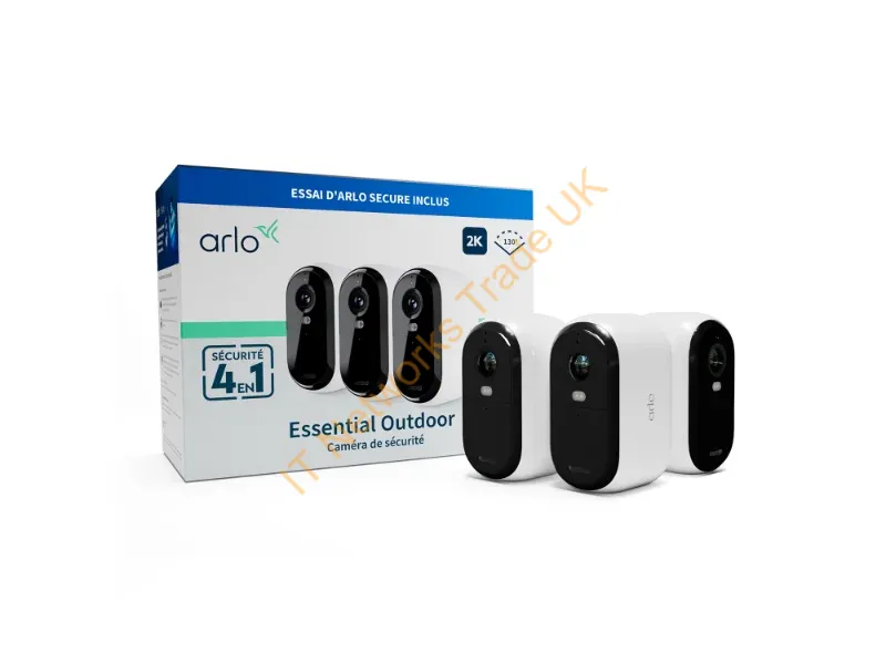 VMC3350-100EUS - Arlo Essential 2K Outdoor Security Camera, 3-pack