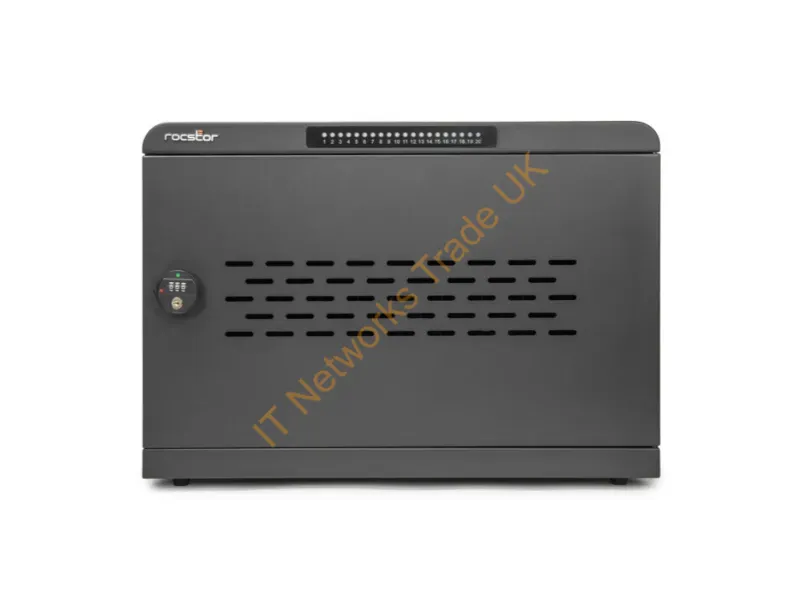 VT0030-B1 - Rocstor Volt Uc20 Usb-C 20-Device Charging Station Cabinet- 1000W Total Pd - Includes (20) Usb-C Cable - Desktop Or Wallmount - Etl - Black