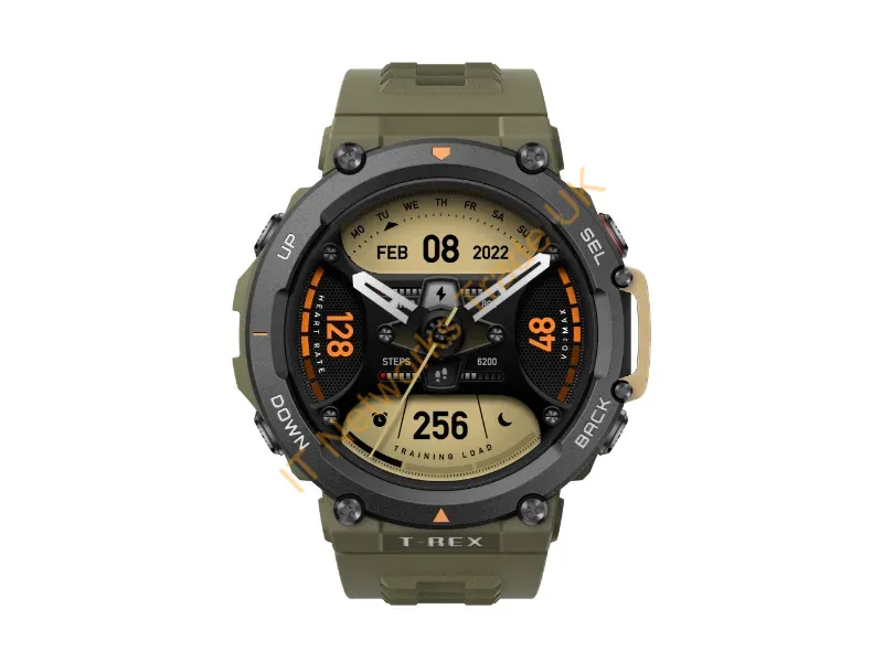 W2170OV5N - Amazfit T-Rex 2 3.53 cm (1.39") AMOLED 47 mm Digital 454 x 454 pixels Touchscreen Black, Green GPS (satellite)