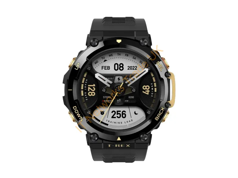 W2170OV8N - Amazfit T-Rex 2 3.53 cm (1.39") AMOLED 47 mm Digital 454 x 454 pixels Touchscreen Black, Gold GPS (satellite)