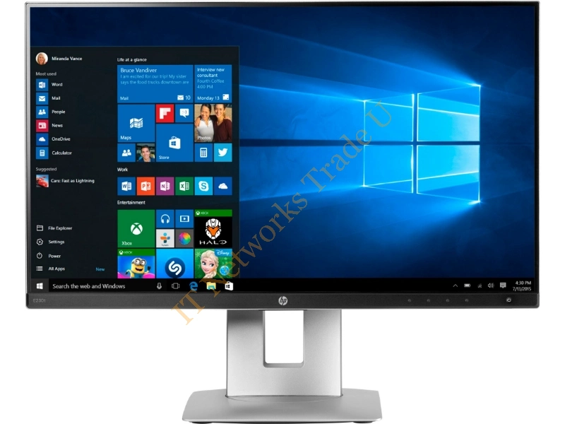 W2Z50AA#ABU - HP EliteDisplay E230t 23" 1920 x 1080pixels Multi-touch Table Black, Silver touch screen monitor