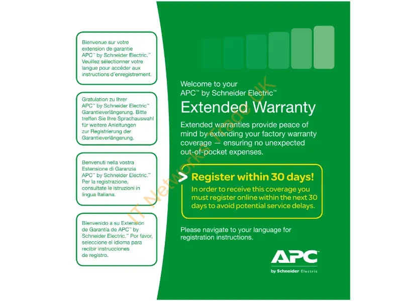 WBEXTWAR3YR-SP-01 - APC Warranty extension service pack, for new product purchase, 3yr, level 01