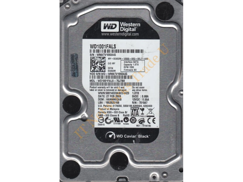 WD1001FALS-75J7B0 Western Digital 1TB 7200RPM SATA 3Gb/s 3.5-inch Desktop Hard Disk Drive Internal HDD