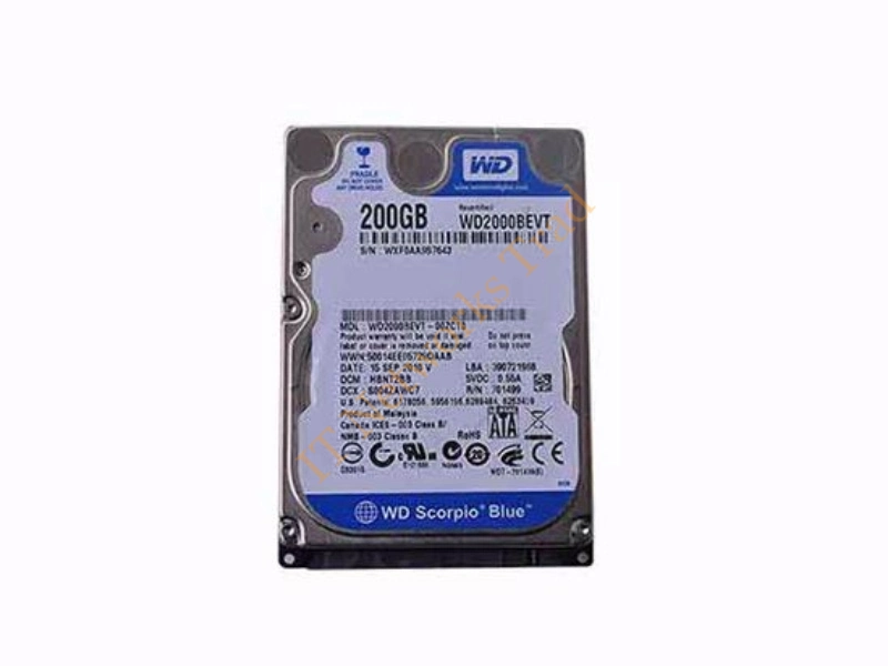 WD2000BEVT-00ZCT0 Western Digital Scorpio 200GB 5400RPM SATA 3GB/s 8MB Cache 2.5-inch Internal Laptop Hard Disk Drive Internal HDD