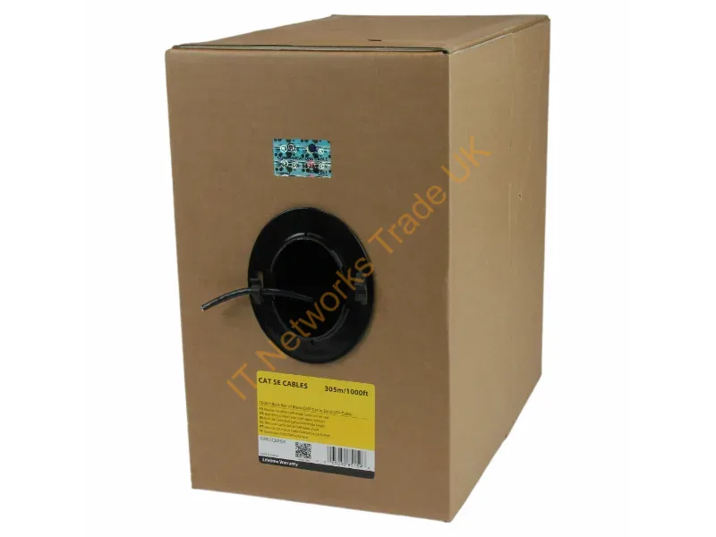 StarTech.com Bulk Cat 5e Ethernet Cable 1000 ft. Solid CMR-Rated Black Network Ethernet Cables