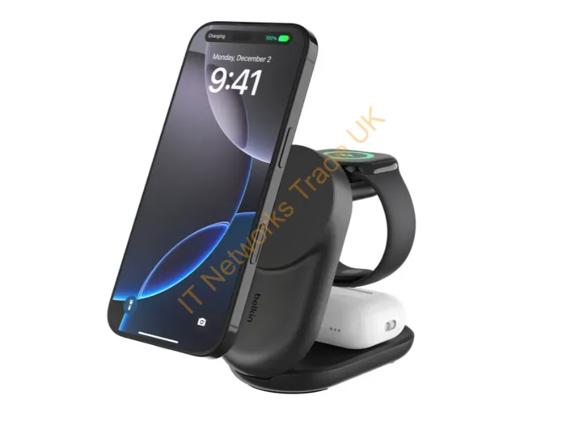 WIZ037TTBK - Belkin Ultracharge Fitness Tracker, Smartphone, Smartwatch, Headphones Black Usb Wireless Charging Fast Charging Indoor