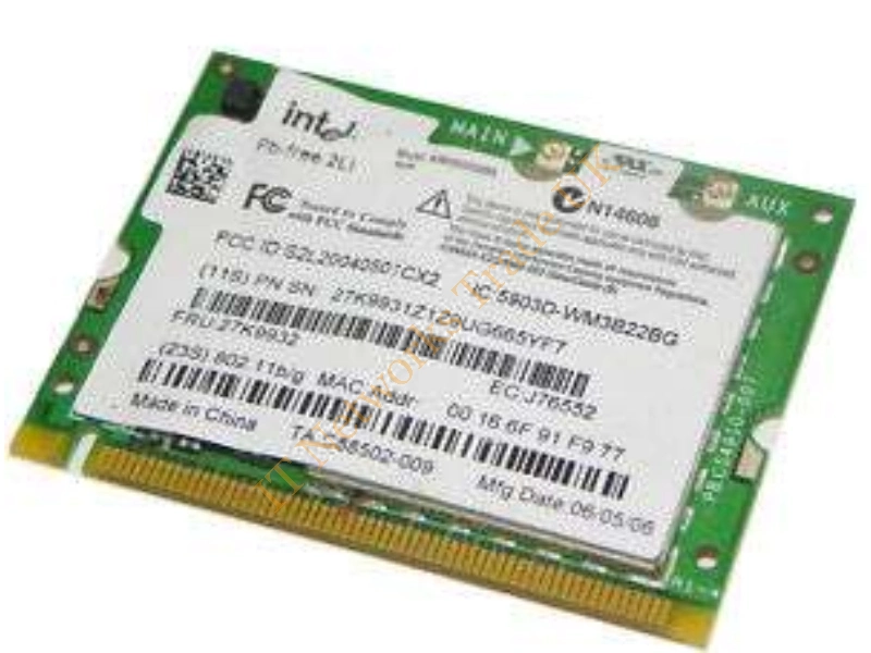 WM3B2915ABG Intel PRO Wireless 802.11B 11MBPS/802.11AG 54MBPS Mini PCI Adapter