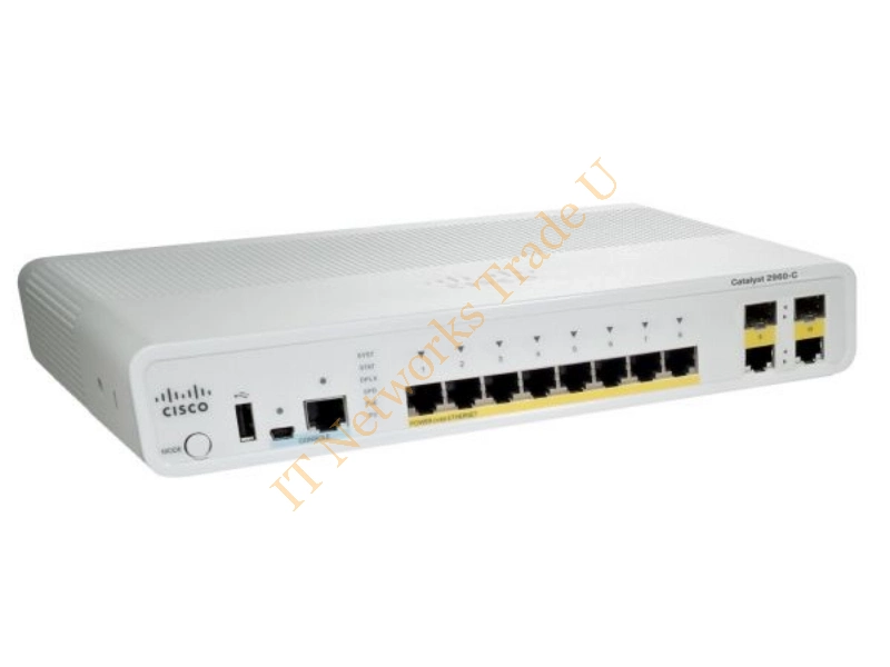 WS-C2960C-8PC-L Cisco Catalyst Compact 8-Port 8 x 10/100 + 2 x combo Gigabit SFP 120/230V AC 1U Rackmountable Network Switch