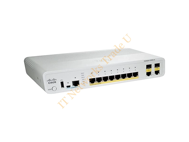 WS-C2960CG-8TC-L-WS Cisco Catalyst 2960C Series 8-Ports RJ-45 Compact Ethernet Switch with 2x RJ-45 Uplink Ports Network Switch