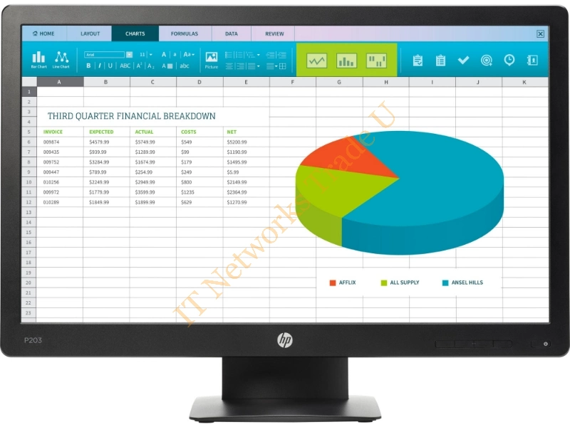 X7R53AT#ABU - HP ProDisplay P203 20" HD+ LED Black computer monitor