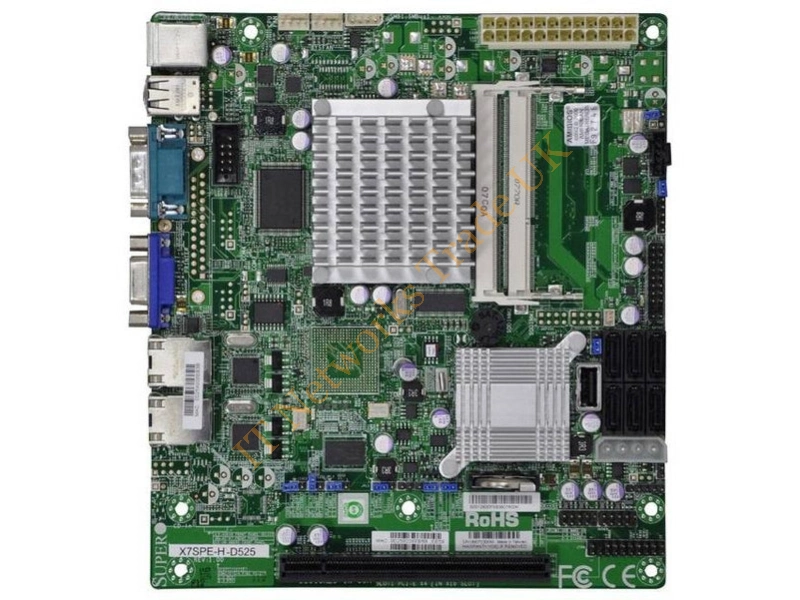 X7SPE-H-D525-B Supermicro Intel Atom D525/ DDR3/ V/2GbE/ FlexATX Server Motherboard / CPU Combo