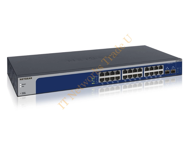 XS724EM-100EUS - Netgear XS724EM Managed L2 10G Ethernet (100/1000/10000) 1U Blue, Grey Network Switch