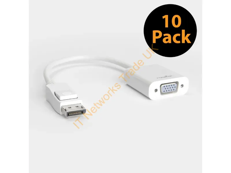Y10A102-W1-10PK - Rocstor Y10A102-W1-10Pk Video Cable Adapter 5.91" (0.15 M) Displayport Vga (D-Sub) White