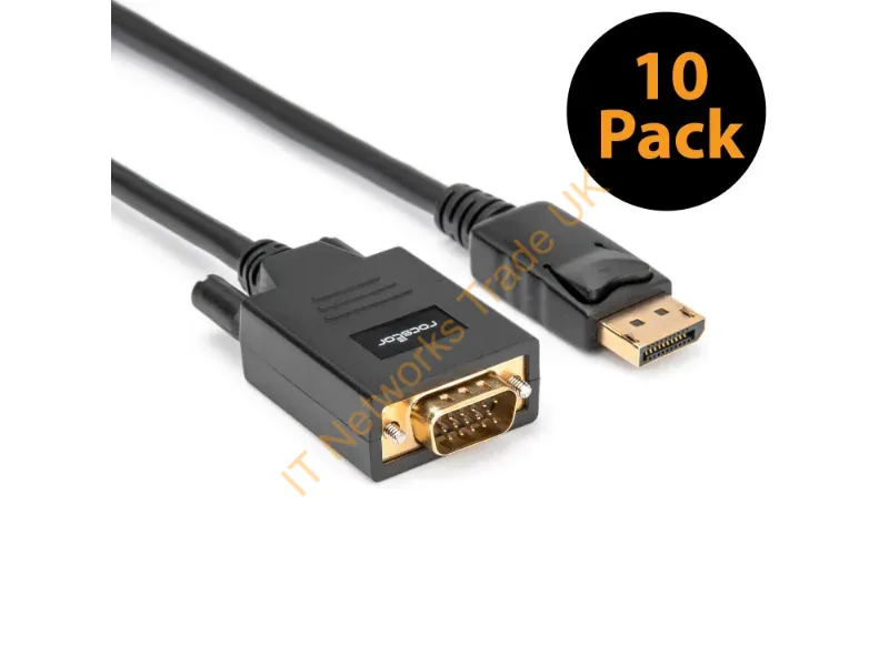 Y10A172-B1-10PK - Rocstor Y10A172-B1-10Pk Video Cable Adapter 70.9" (1.8 M) Displayport Vga (D-Sub) Black