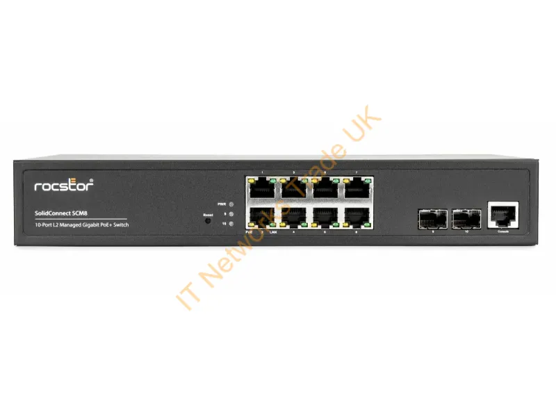 Y10S009-B1 - Rocstor Solidconnect Scm8 Managed L2 Gigabit Ethernet (10/100/1000) Power Over Ethernet (Poe) Black