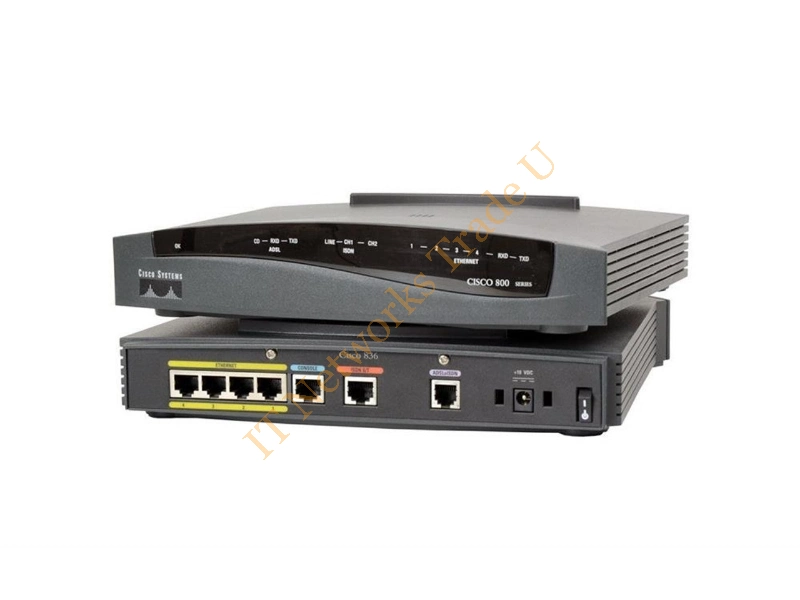 Cisco -836-K9 Cisco 836 ADSL over ISDN Secure Broadband Router 4 x 10/100Base-TX LAN 1 x ISDN BRI (S/T) WAN 1 x ADSLoISDN WAN