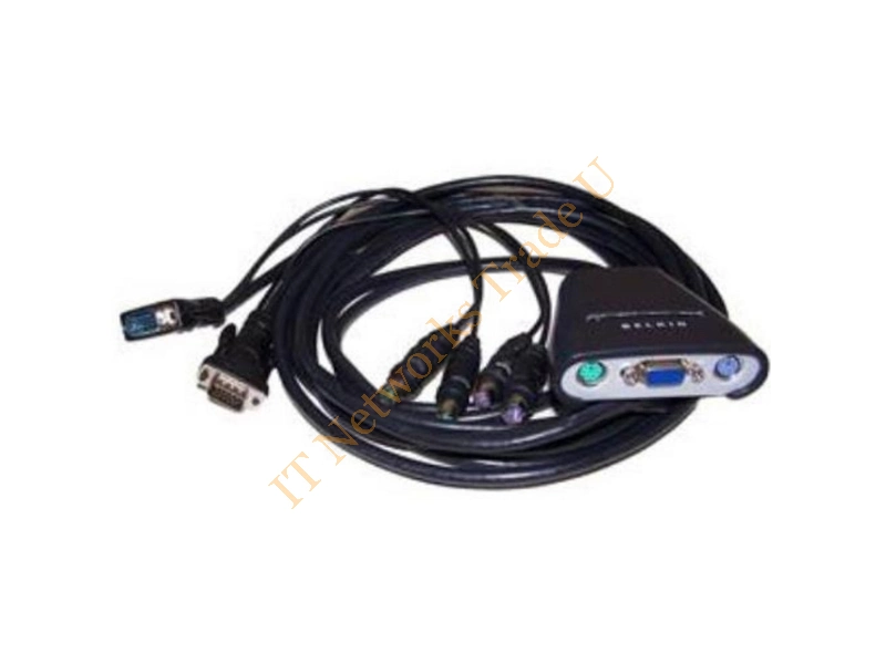 F1DK102P Belkin 2-Port KVM Switch with Built-In Cabling 2 x 1 2 x mini-DIN (PS/2) Keyboard/Mouse 1 x HD-15 Video